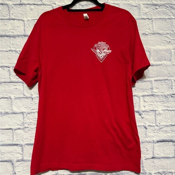 CORY MORROW’S Go Wheels Up! Red San Marcos TX Shirt Size XL - Picture 2 of 9